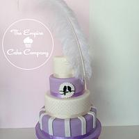 Lilac love birds wedding cake