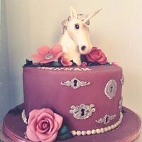 Unicorn  themed 21st birthday cake