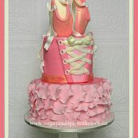 Ballerina Cake with Ballet Slippers ~