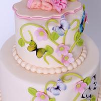 Baptism cake with butterfly