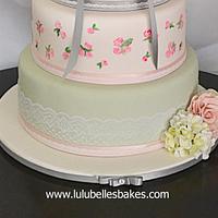 MINT AND PINK WEDDING CAKE