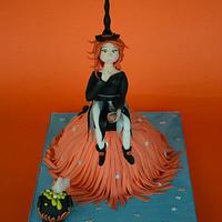 Cute witch on a broom