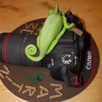 Canon 5D Camera Cake with a 'touch of nature' 