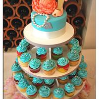 Peony and Tiffany, Louboutin inspired cake and cupcakes