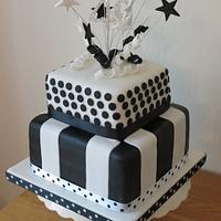 Black and white 40th birthday cake