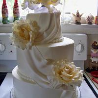 Ivory Wedding Cake with a little swag