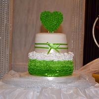 pretty green engagement cake