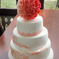 Wedding  roses ball cake
