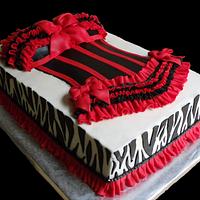 Sexy Red and Black Bustier Bridal Shower Cake