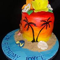 Hawaii Themed Birthday Cake