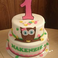 Owl 1st Birthday Cake 