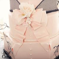 Modern Blush pink and black wedding cake
