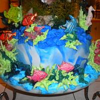Coral Reef cake with live fish
