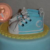 Baby shower converse sneaker topper cake 
