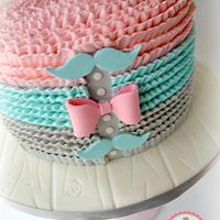 Mustache and Bows Gender Reveal Cake