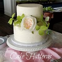 Small Wedding Cake with Silk Flowers