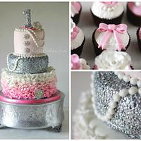 Pretty in Pink Cake: Sequins, Ruffles, Pearls, Rhinestones & Roses