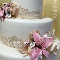 Lilium and Rose Wedding Cake