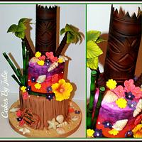 Hawaiian "Tiki" Themed Birthday Cake
