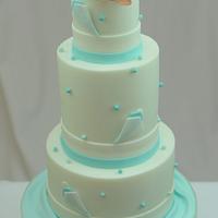 Coral Bougainvillea and Teal Puya on a Cake 