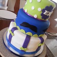 Moustache n Bows theme baby shower cake