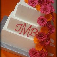 Orange and Pink wedding cake
