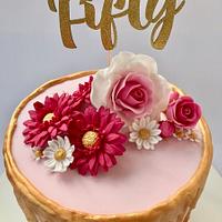 Gold & Pink Drip cake