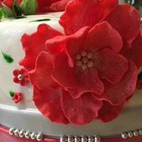 Red flowers Cake
