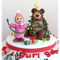 Masha and the bear Christmas time cake