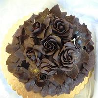 Chocolate cake in vintage style
