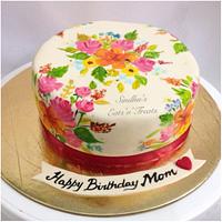 Vintage hand painted floral cake