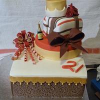 Gift box cake 21st 
