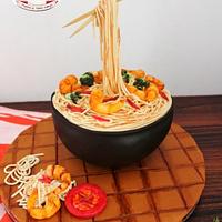 Shrimp and broccoli spaghetti - food cake challenge