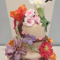 Blooming garden cake