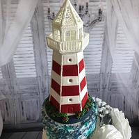 Maritim Wedding cake with lighthouse