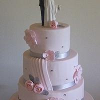 Pale pink wedding cake...