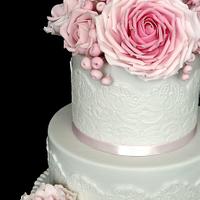 Wedding cake - roses and peonies
