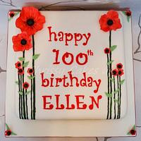 100th birthday poppy cake