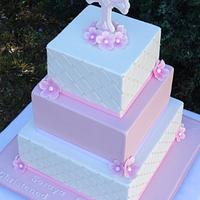 Pretty in Pink Christening Cake