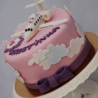 Girls cake with a plane ...