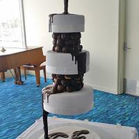3 Tier Chocolate Waterfall Wedding Cake