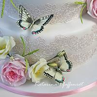 Wedding cake with butterflies