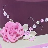 Elegant pink and green floral cake
