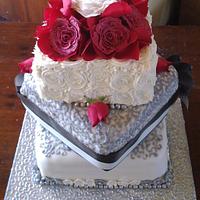Silver & White Wedding cake