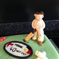 '40 Not Out' cricket themed cake.
