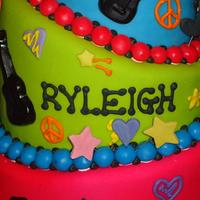 Three tiered topsy turvy MULTI COLORED Girls Cake ROCK AND ROLL!!!!!!!