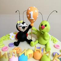 1 birthday cake for twins