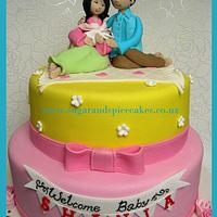 Mummy Daddy & Baby - Anniversary & Baby presentation cake