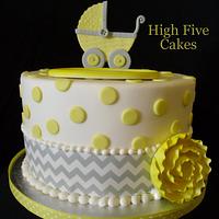 Yellow & Grey Gender Reveal Cake