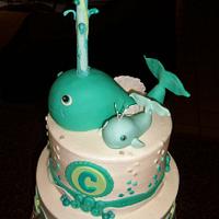 Baby shower whale cake